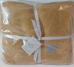 John Lewis Rye plain cotton knit throw, 150cm x 200cm, mustard, new