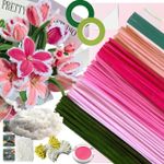 5 Color Pink Pipe Cleaner Flower Kit,300 Pcs Pipe Cleaners for Craft,With 1 Roll
