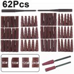62Pcs Mini Sanding Cartridge Spiral Roll Cone Engine Polishing Assortment Kit