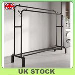 Metal Garment Rack with Shoe Shelf Heavy Duty Clothes Hanger Stand Black