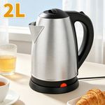 Electric Kettle Stainless Steel Cordless Jug 2L Overheat Protection - 1500W