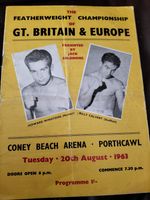 HOWARD WINSTONE V BILLY CALVERT @ PORTHCAWL 20TH AUGUST 1963 BOXING PROGRAMME 