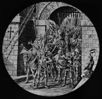 CRUSADERS ON THE MARCH C1890 Magic Lantern Slide ENGLISH HISTORY MEDIEVAL KNIGHT