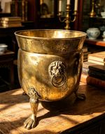 Antique Late Victorian 12" lions Paw Brass Planter Jardiniere Circa 1870 1.5kg 