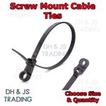 Screw Mount Cable Ties Lengths - 110mm - 380mm Widths - 2.5mm 3.6mm 4.8mm 7.6mm