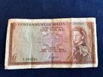 1969 Malta One Pound £1 Banknote - A/1 299701 - First Prefix Circulated