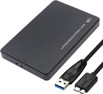 USB 3.0 SATA External Case Hard Drive Enclosure HDD SSD  Caddy Black 2.5 Inch