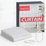 Shower Curtains Clear with Ring Hooks 180 x 180 cm Bathroom Waterproof Polyester
