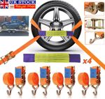 4x Orange - CAR TRAILER Soft Link Tie Down Transporter Heavy Duty Ratchet Straps