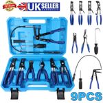 Automotive Flexible Hose Clamp Clip Pliers Set Swivel Jaw Flat Angled Band Tool