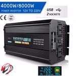 4000W Power Inverter Converter 12V to 220V Camping Boat Car USB + UK Socket