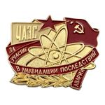 USSR Soviet Ukraine Chernobyl Liquidator Brass and Enamel Lapel Pin Badge