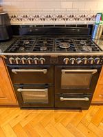 Stoves Richmond 1000DF Black Gas Cooker 7 Burner Hob Double Oven Digital Display