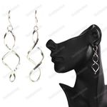 CLIP ON pierce look TWIST DROP EARRINGS silver fashion ELEGANT SPIRAL mini hoops