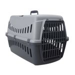 Medium Pet Carrier Light Grey Hard Sided Travel Crate Dog Cat Cage Carry Basket