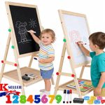 Kids 2 in 1 Wooden Blackboard Whiteboard Children Art Easel Chalk Drawing Board