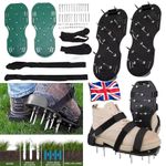 Lawn Aerating Spiked Shoes Grass Aerator Sandals Adjustable Straps Green Pair