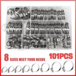 101Pcs Assorted Stainless Steel Hose Clamp Kit With No Driver Jubilee Clips Set