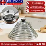 Glass Lid Cover Replacement Vented Frying Pan Saucepan Casserole Wok 14cm-32cm