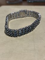 Gemporia Sterling Silver Triple Tennis Bracelet Blue Stones 19cm Length D6