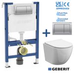 Wall Hung Toilet Geberit 98cm Frame Concealed Cistern Pan & Chrome Flush Plate