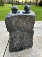 Grey Two Birds Water Feature With Light Garden Giftwear Outdoor Decor Decoration