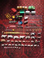Vintage Britains Farm toys job lot of animals, machines, bales, fences, + more