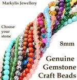 Semi Precious Gemstone Beads Jewellery Making - 8mm Round - 45 per strand