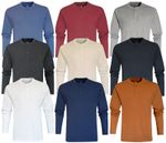 Mens Henley Long Sleeve Jersey Plain T-shirt Grandad Neck Top Causal by Beebizco