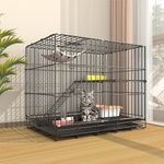 2/3 Layer Cat Cage Collapsible Pet Cat Villa Indoor Metal Wire Cat House w/ Tray