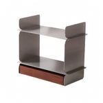 Drawer Base Display Rack Brushed Metal Wood and Steel Rack Flat Shelves