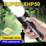 1200000LM LED Flashlight Zoom Light Super Bright Torch USB Rechargeable Lamp UK