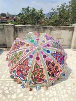 Garden Parasol Handmade Embroidered Indian Outdoor Sun Shade Patio Umbrella