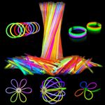 204 Glow Sticks Bracelets Necklaces Party Favors Neon Color Connectors Light Up