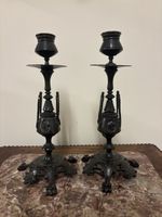 Very Unusual And Nice Quality European Solid Bronze Candle Sticks