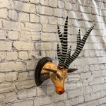 40cm x 25cm Elk White Carved Fair Trade Wooden Animal Wall Art Wall Hang Mask