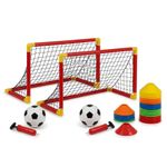 2x Kids Football Goal 108x31 cm Soccer Net + 10 Training Cones Garden Sports Set