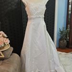 Alfred Angelo White Satin Beaded Wedding Dress Size Medium