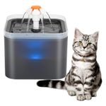 2L Cat Water Fountain for Drinking LED Pet Dog Water Bowl Automatic Dispenser UK