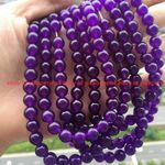 Natural 8mm Purple Jade Gemstone Round Loose Beads 15'' Strand
