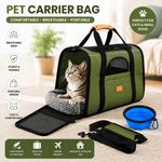 Cat Carrier Bag Portable Soft Fabric Folding Dog Puppy Large Pet Travel Green UK