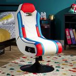 X Rocker Multi-Platform Swivel Pedestal Floor Rocker Gaming Chair White/Blue/Red