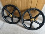Skyway 60th anni Graphite  tuff II 2 BMX retro Wheels Gold Flange old school