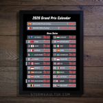 2026 Grand Prix Calendar Poster Print - Sizes A4 to A2 with Black Background