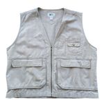 Vintage REI Khaki Cotton Canvas Utility Vest Mens 5 Pocket Sz L