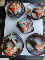 9 PIECES HAND CRAFTED VINTAGE JAPANESSE SATSUMA PORCELAIN