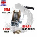 1200lbs Manual Hand Winch Boat Car Trailer Caravan 10m 32ft Cable Marine Puller