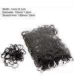 250x Mini Black Hair Elastics Rubber Bands Braids Braiding Plaits Small Bands