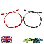 2 Pack Kabbalah Amulet 7 Knot Lucky Red / Black String Braid Bracelet Protection