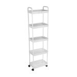 5-Tier Rolling Utility Cart with Handle 49.6" with Wheels for Room White